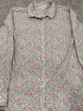 Garnet Hill 100% Organic Pima Cotton Floral Shirt | Size 12
